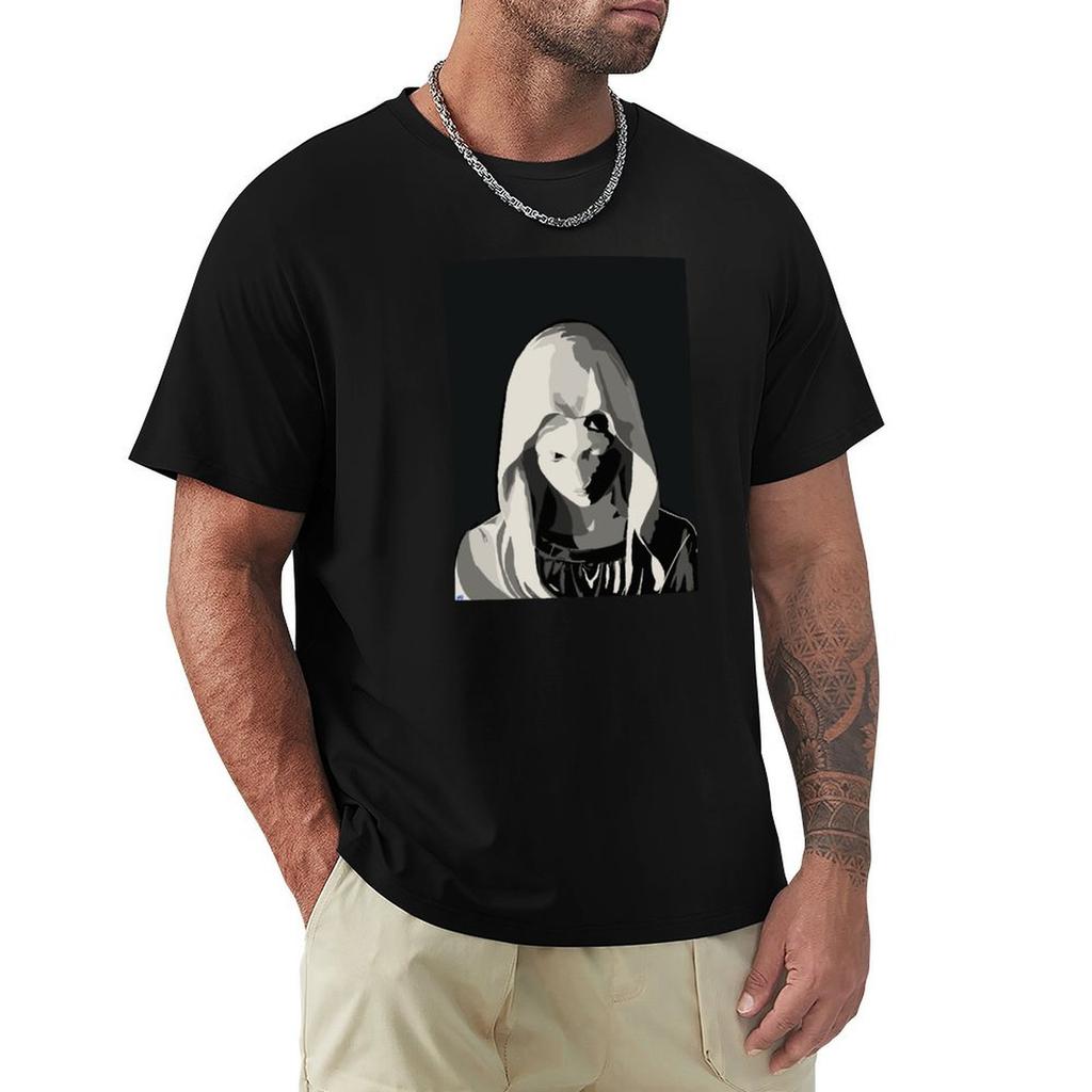 Virgin Mary Drawing T-Shirt Oversized Graphic Tee Shirts Graphic Tee Vintage Mens Graphic T-shirts Big and Tall
