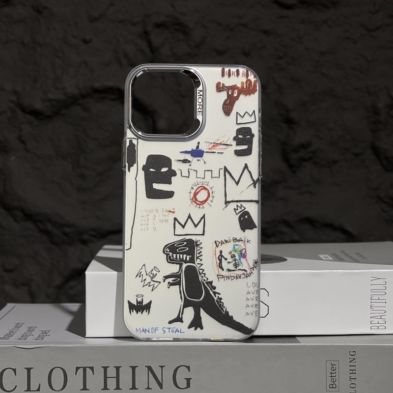 Double Layer IMD Color Silver Suitable for 15promax Phone Case Fun Crown Dinosaur 14 High-end Personality Anti-fall Cover