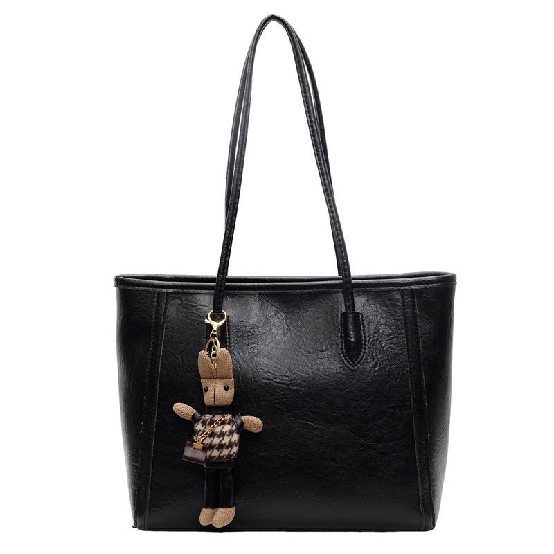 

New fashionable large-capacity bag women s summer versatile shoulder bag casual retro class commuter tote bag Without pendant чорний