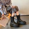 Black thick-soled 2025 spring and autumn new versatile British style high boots Chelsea cigarette short boots