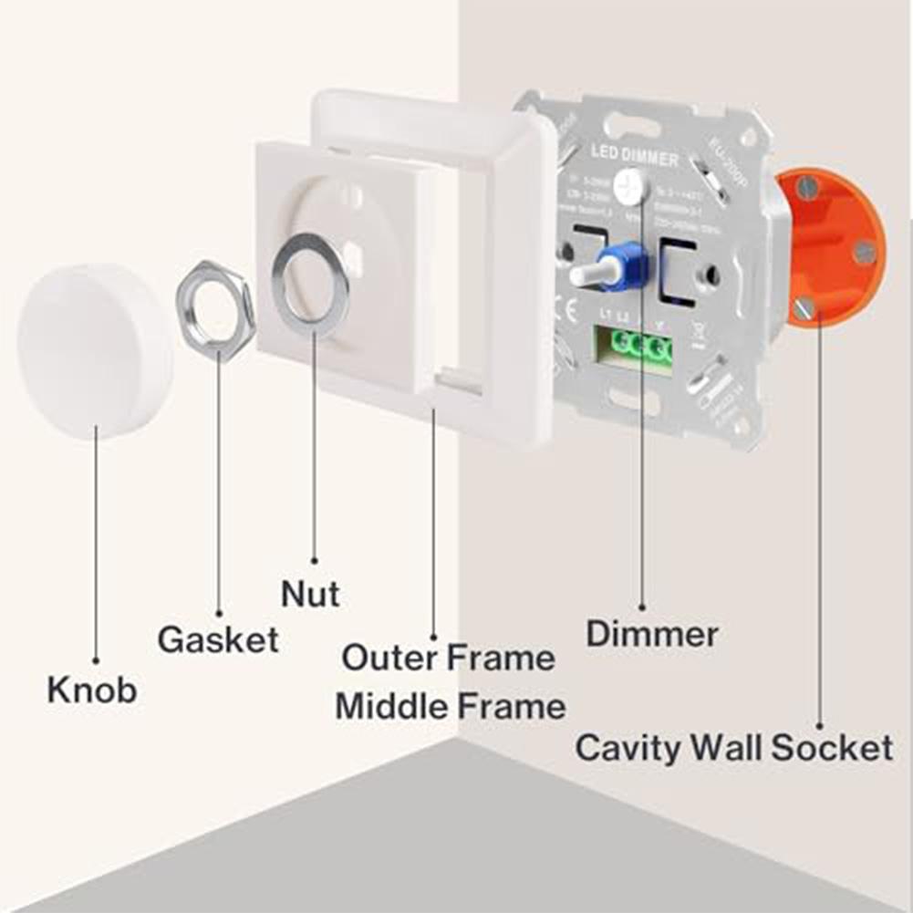 Home Lighting 230V LED Dimmer Smooth Brightness Control Dimming Switch Easy Installation Overcurrent Protection