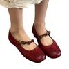 Sheepskin version~ retro French single shoes women's flat-soled black work shoes shallow mouth soft sole evening Mary Jane shoes