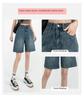 Women's High-Waist Retro Denim Shorts: Loose, Straight-Leg, 5-Point Mid-Length, Hong Kong & Japanese Style for Spring & Summer