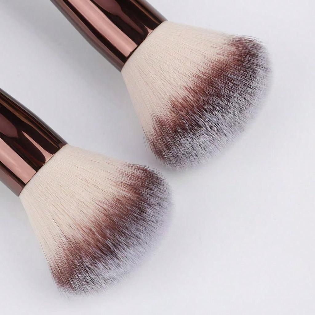 1Pc Dual-Ended Foundation & Blush Brush Soft Bristle, For All Skin Types Perfect For Flawless Application Of Liquid, Cream, And Powder Makeup Brush