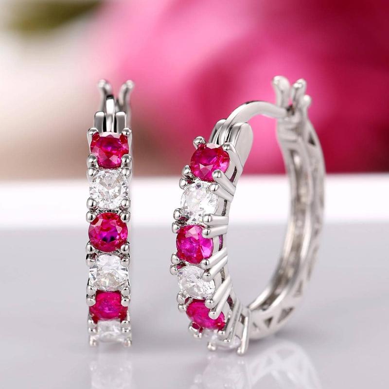 

1 Pair Fashion Cubic Zirconia Hoop Earrings for Women for Wedding Anniversary Engagement Party Jewelry Valentine s Day Gift one-size роза розовый