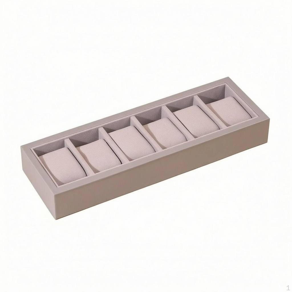 Watch Display Tray White Cushioned Inserts Organizer Gray Frame for Countertop, Tabletop
