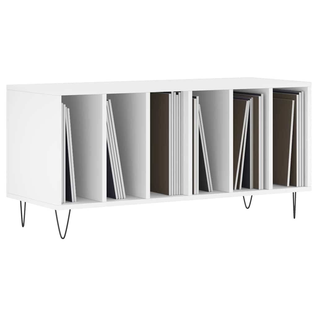 White Record Cabinet 100 x 38 x 48 cm Engineered Wood