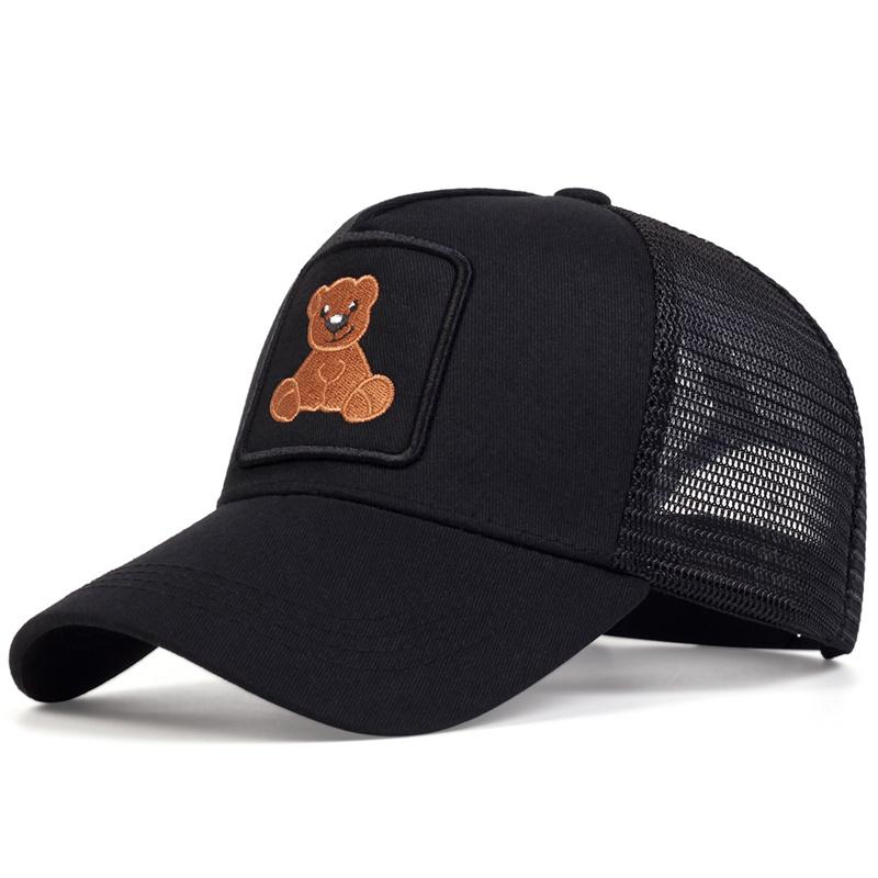 Yiran bag Unisex Snapback Petten Mannen Ademende Mesh Petten Voor Vrouwen Borduur Beer Baseballpet Mannen Katoen Hip Hop Bone Trucker Pet