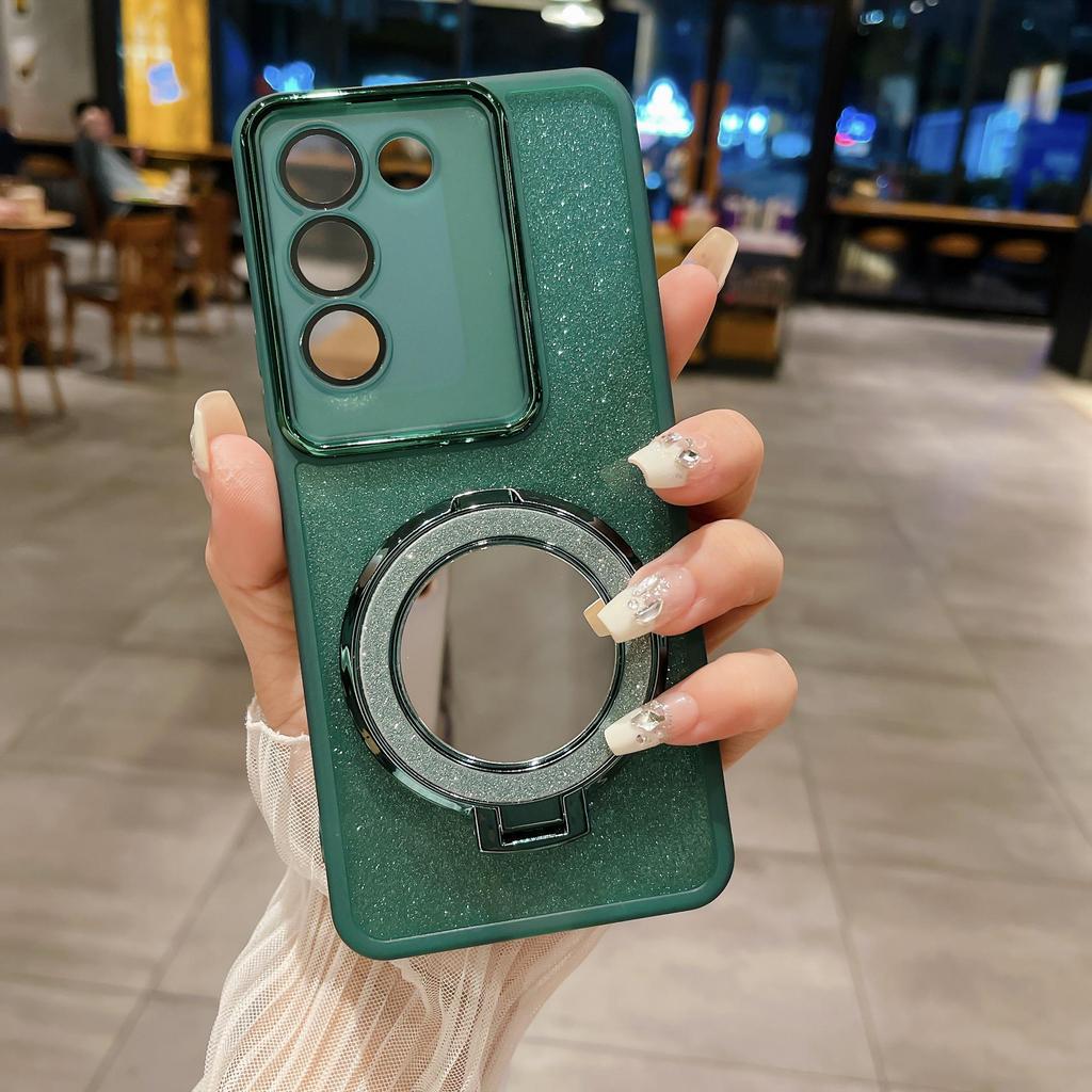 Vivo V30E Glitter Phone Case with Charming Glass Surface and Y200 PRO Holder Y28 Protective Design