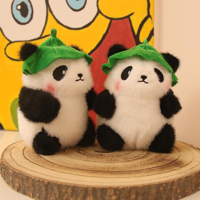 New cute lotus leaf red panda plush doll children's three-inch doll gift pendant small doll
