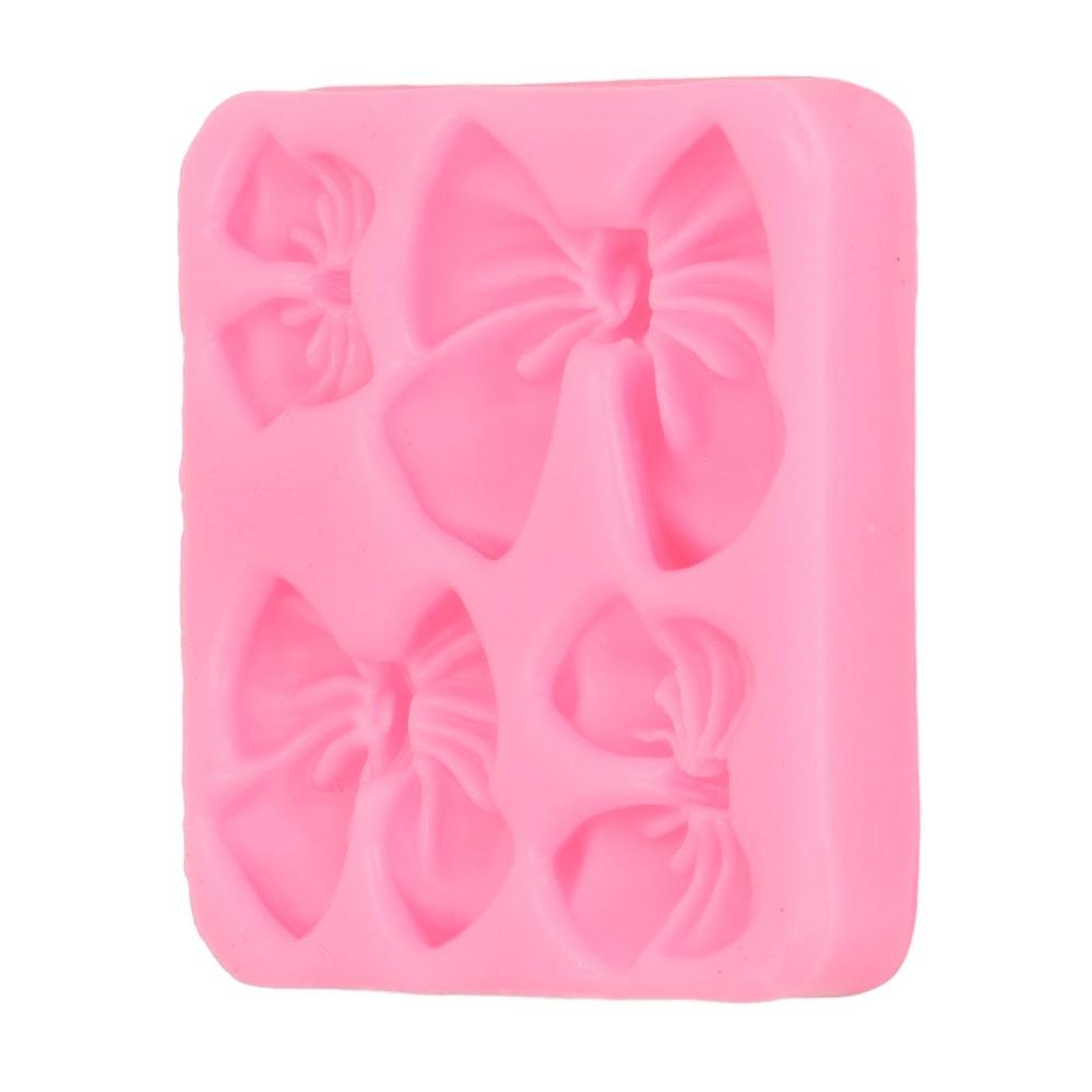 4PCS Flexible Bowknot Fondant Mold Silicone Chocolate Candy Mold Cupcake Chocolate Candy Decoration