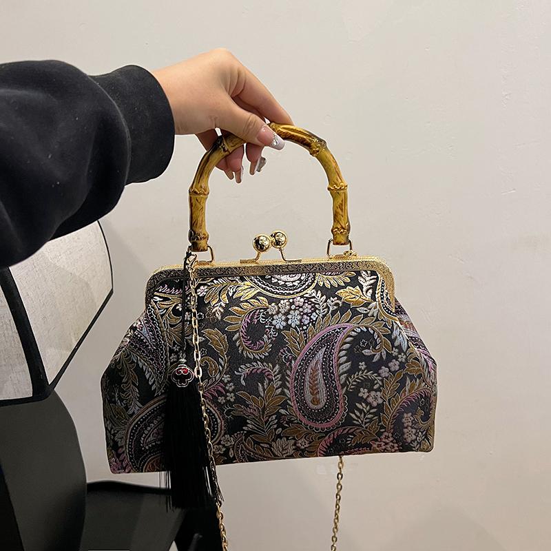 Wooden bags for women designer vintage bags fringe shoulder bag for ladies crossbody bag with chain