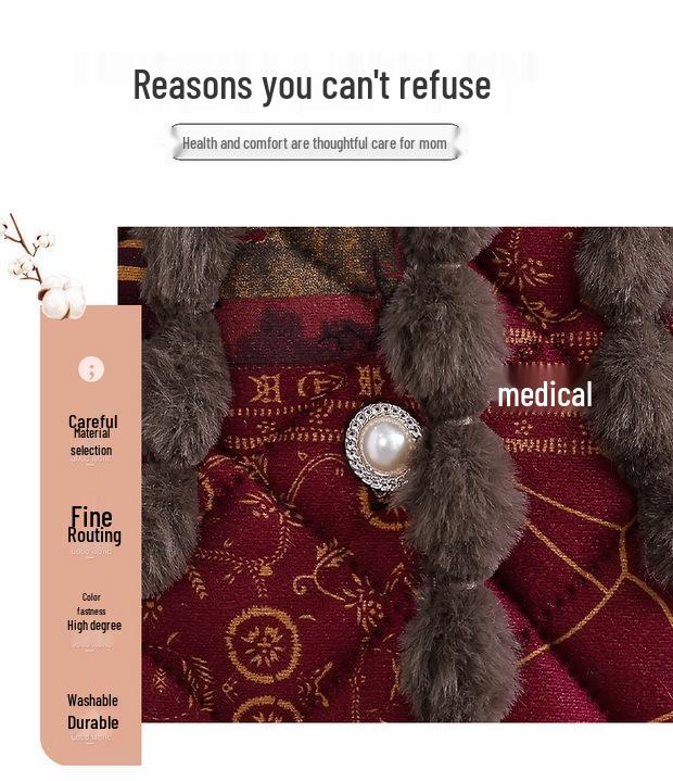 Stylish Floral Plush-Lined Cotton Jacket for Mid-Aged and Elderly Women - Warm, Loose Fit with Lapel