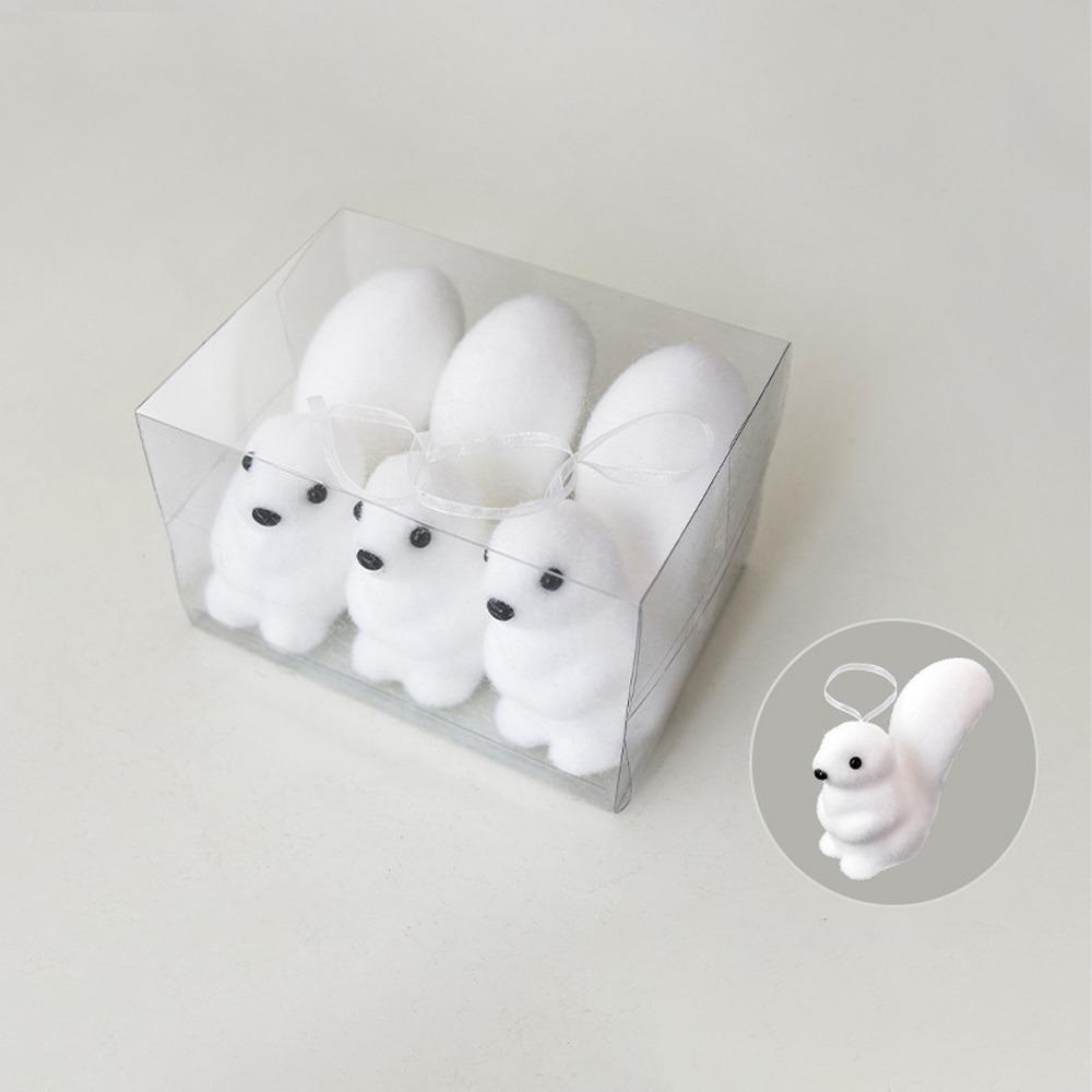 Flocking Christmas Tree Pendant Polar Bear Snowflake Hanging Pendant  Home Decoration