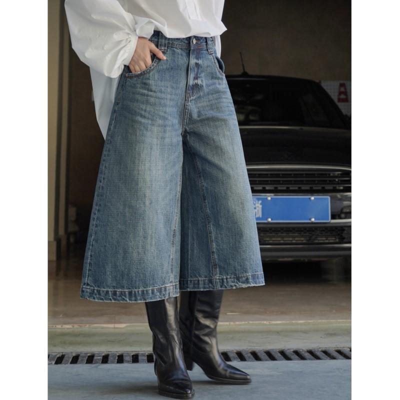 Fashionable Korean Jeans Johnature Medium Women Pants Fashion Loose Casual Spring Summer Cropped Pants
