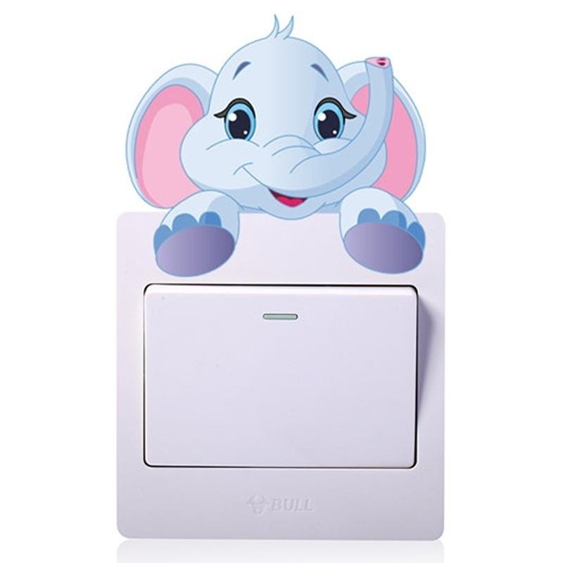 Cute Animals Elephant Cat Panda Giraffe Light Switch Sticker Removable Wall Sticker for Kids Baby Nursery Home Decal Decor