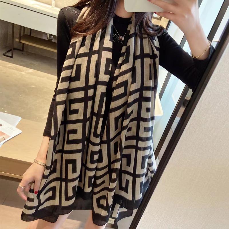 Silk scarf women's spring and autumn style foreign style fashion winter linen yarn oversized shawl dual-purpose versatile thin cotton and linen scarf