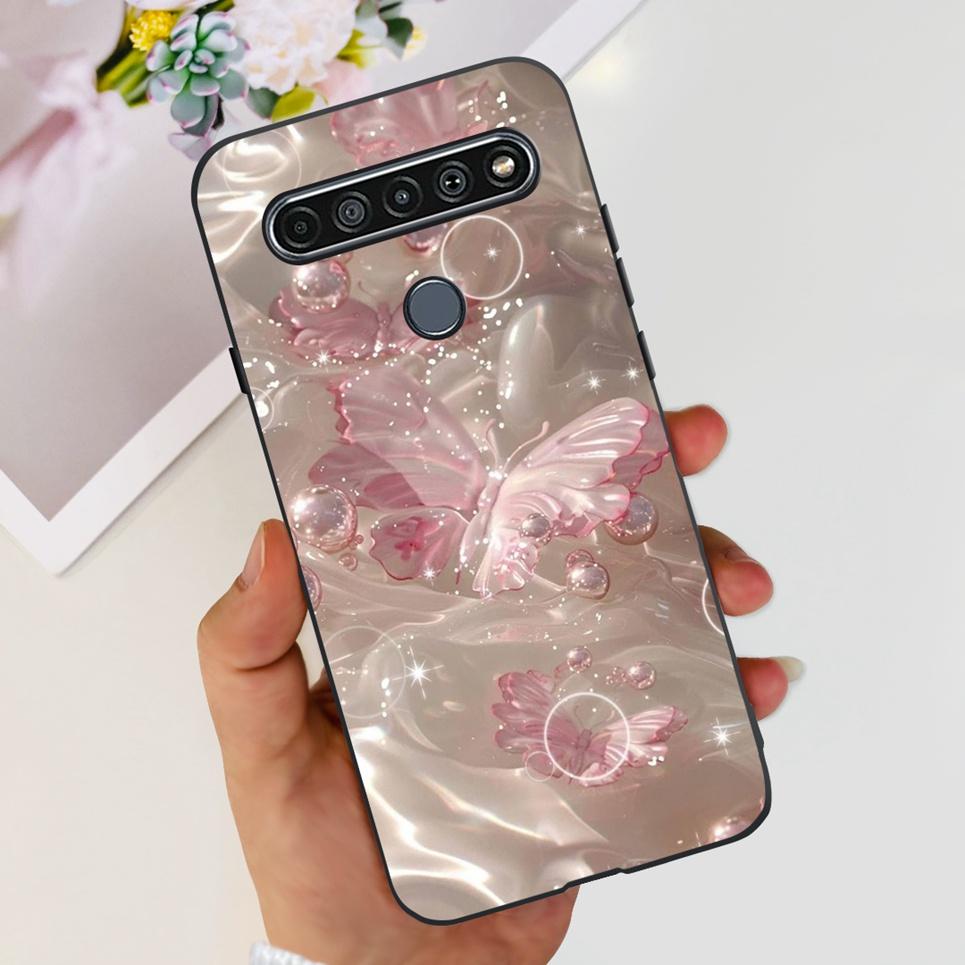 For LG K61 / Q61 / K62 / Q62 Case 2020 Fashion Back Cover Coque Flower Cartoon Animals Dragone Soft TPU Black Silicone Bumper