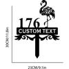 Metal Flamingo Address Sign, Beach House Number Stake, Tropical Garden Plaque, Personalized Outdoor Metal Decor