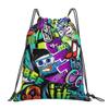 Bolsas con Cordón de Graffiti para Mujeres Hombres Plegables Ligeras Mochila Deportiva para Gimnasio Colección de Cómics Americanos Mochilas de Entrenamiento Pop Art