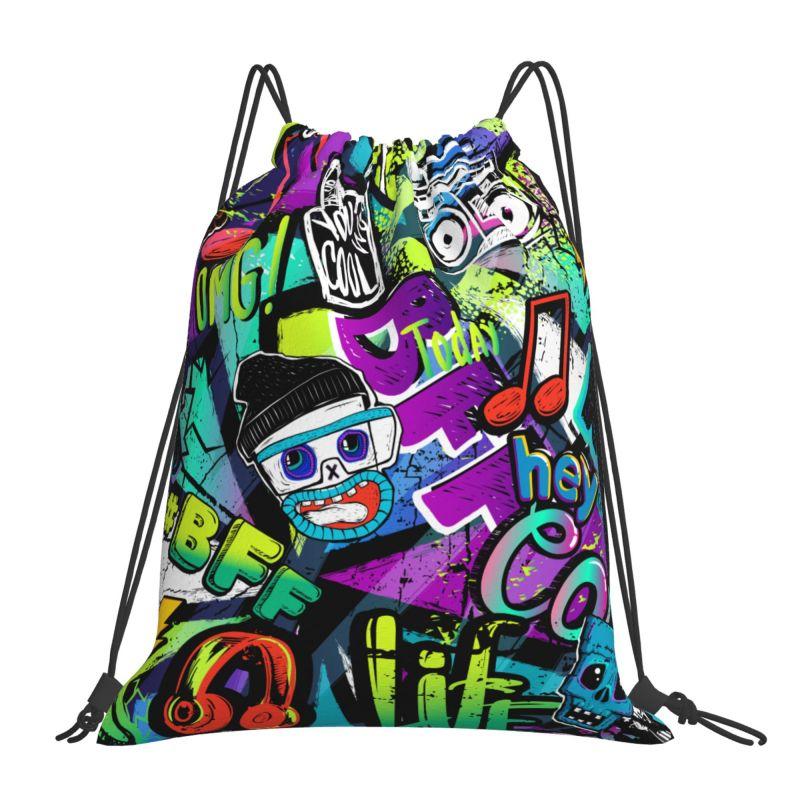 Bolsas con Cordón de Graffiti para Mujeres Hombres Plegables Ligeras Mochila Deportiva para Gimnasio Colección de Cómics Americanos Mochilas de Entrenamiento Pop Art