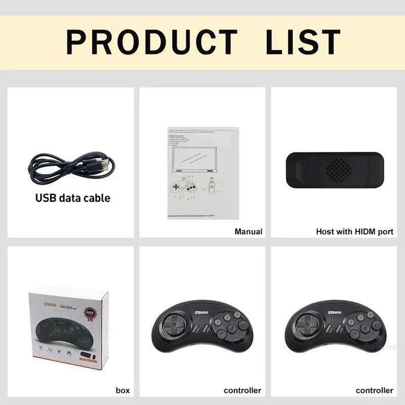 16bitová MD videoherní konzole pro SEGA Genesis SG800 Game Stick bezdrátový ovladač Vestavěný HDMI herní přehrávač pro více než 4600 her
