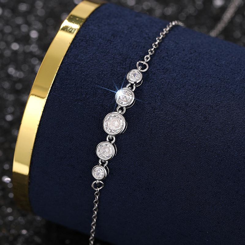 925 Sterling Silver Dainty Minimalist Zircon Charm Anti Tarnish Chain Round Clear Cz Stone Necklace for Women JewelryGood Product