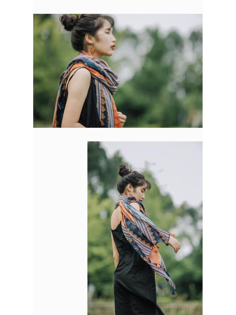 Women's Ethnic Style Summer Scarf: Yunnan Xinjiang Tibet Cotton Linen Silk Sunscreen Shawl