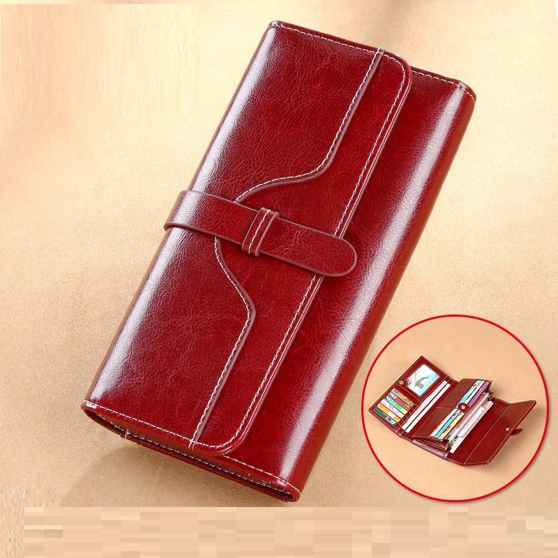 

Женский кожаный кошелек RFID, большой держатель для карт, кошелек, женский длинный клатч из коровьей кожи для мобильного телефона