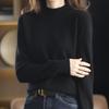 Women's Autumn Winter Short Pullover Solid Color Loose Half-High Neck Knit Base Layer Sweater