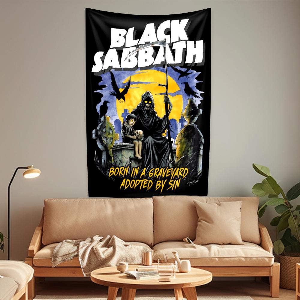 Rockmusikband Bakgrundsduk Svart Metall Sabaths Väv Sovrum Eller Heminredning Födelsedagspresent Sofffilt