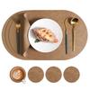 Nordic ins cowhide leather placemat two-color tableware oval dining table western food plate anti-scalding heat insulation pad waterproof