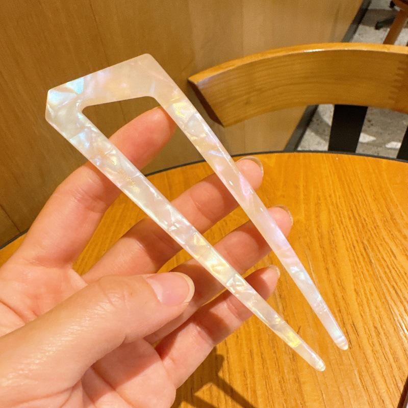 New Gold Label Acetate U-Shaped Hairpin – Elegant Chinese Style Bun Accessory