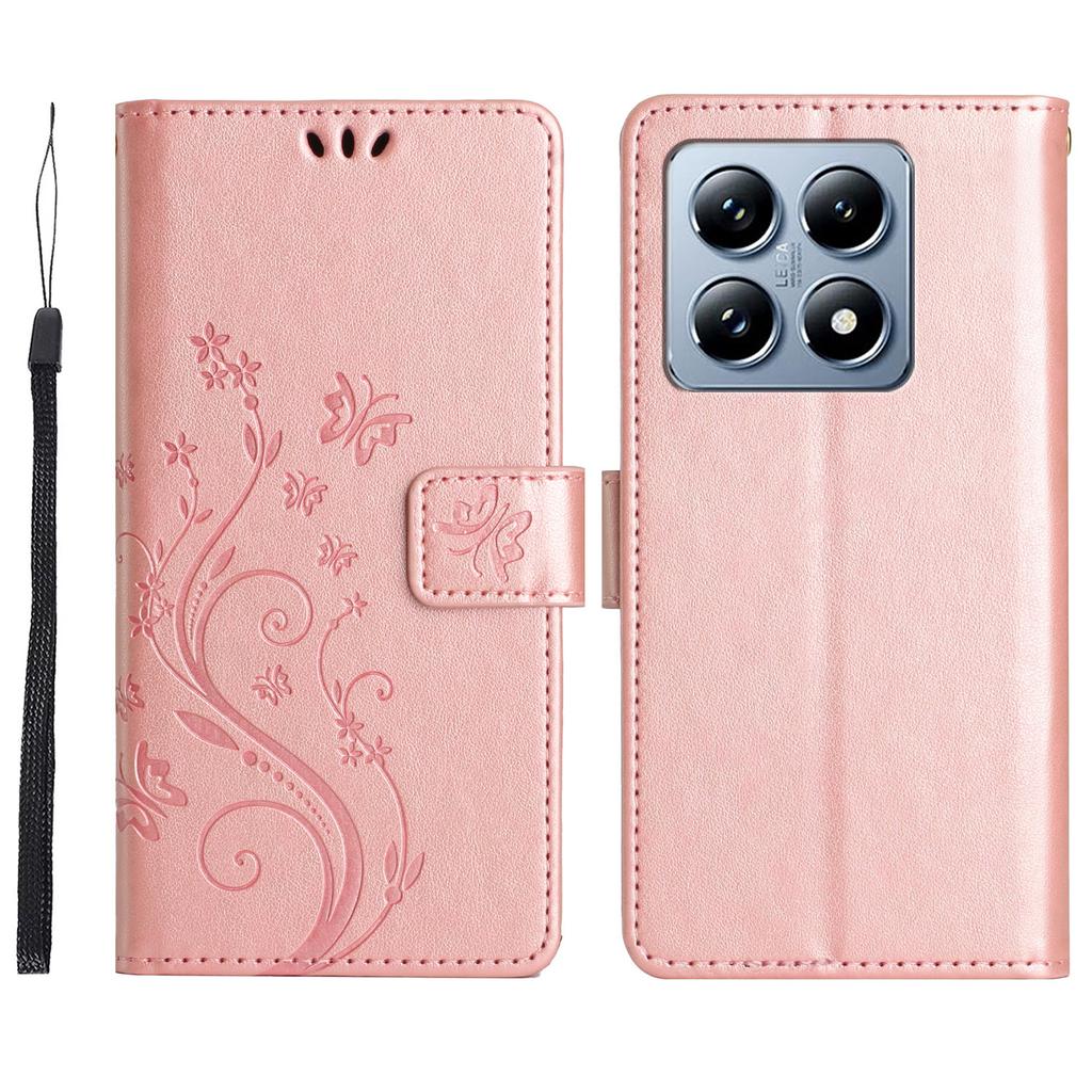 Für Xiaomi 14T Pro Hülle Musterprägung PU-Leder Handy-Brieftasche Abdeckung mit Riemen