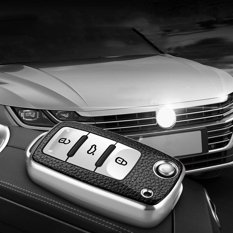 Tpu Leather Car Key Case Full Cover Protection Shell Bag for VW Volkswagen Polo Tiguan Passat Golf Jetta Lavida Skoda Octavia