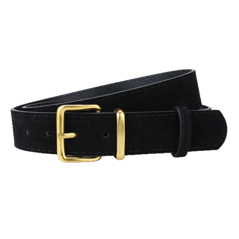 Korean Style Retro Suede Leather Belt with Pin Buckle – Perfect for Coats & Jeans