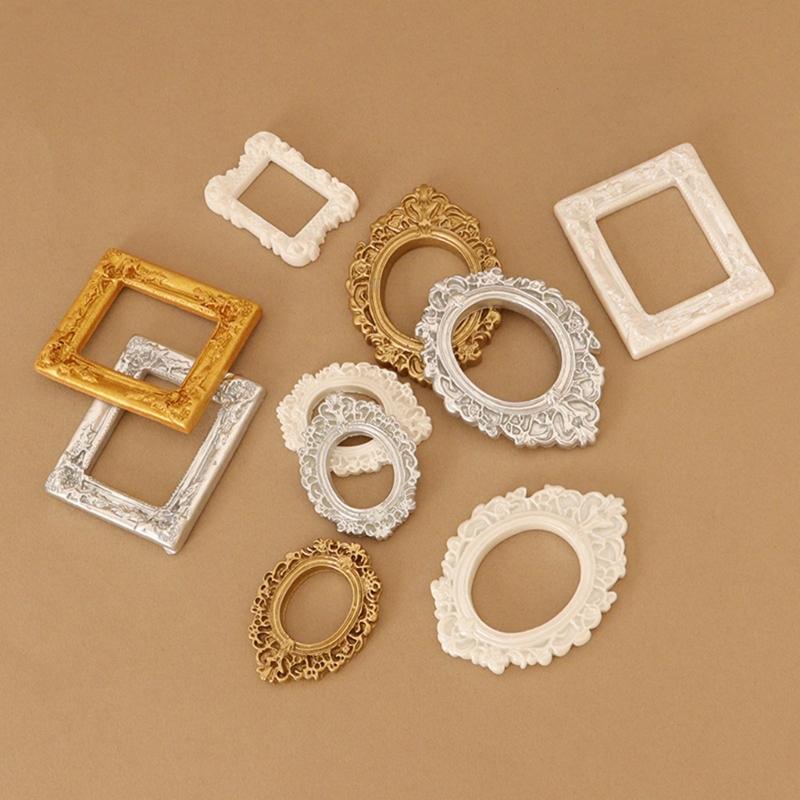 Mini Gold Picture Frame Victorian Small Resin Antique Photo Frame Tiny Baroques Ornate Frame Without Glass or Backing