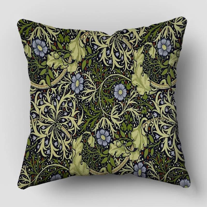 William Morris Pillow Cover Bedroom Home Office Decorative Pillowcase Square Zipper Pillow Cases Satin Fabric Eco-Friendly
