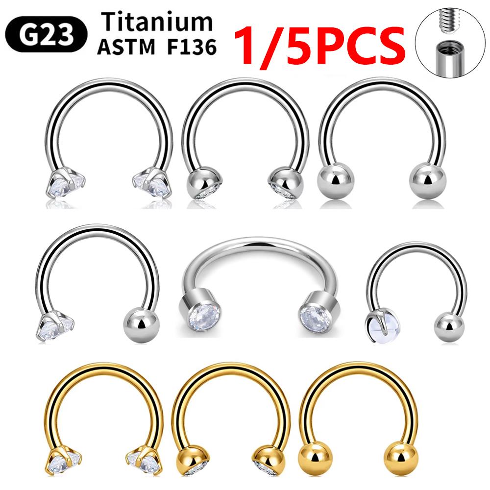 1/5 Stück G23 Titan Nasenringe Piercings Lippe Augenbraue Ohr Septum Helix Knorpel Septum Körperschmuck Piercing Labret Nase C-Stab