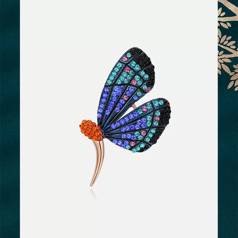 Exquisite Blue Morpho Rhinestone Butterfly Brooch – Elegant Women's Accessory for Suits