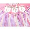 Baby Girl 1st birthday highchair banner -Purple Floral Garland, Purple And Pink First Birthday Decoration, Rose 1st Bday Banner, floral birthday