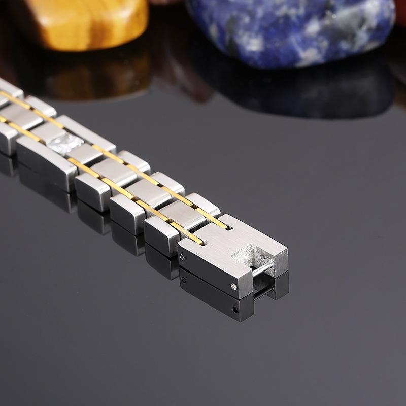 12mm gebürstetes Armband CZ Schmuck Geburtstagsgeschenke für Freund Vergoldetes Edelstahl-Kettenarmband für Männer