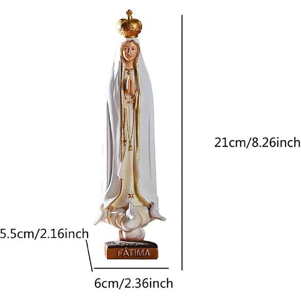 RR&LL Catholic Statue Our Lady of Fatima Virgin Mary Figure, Resin, 8.26x2.36x2.16 inch, White