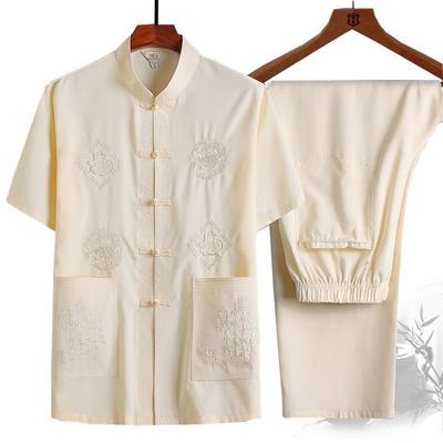 Chinese Traditional Clothing Suit Men's Summer Kung Fu Shirt Oriental Retro Blouse Pants Tai Chi Breathable Uniform Hanfu