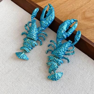 Large Size Lobster Earrings Metal Animal Drop Earrings Unique Crayfish Pendant Earrings  Party