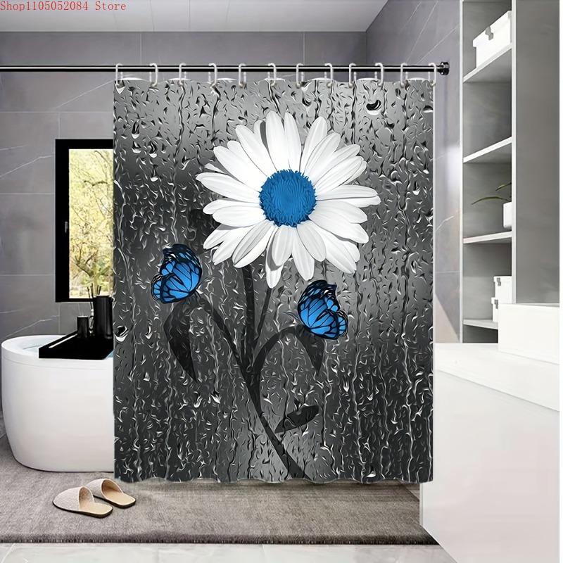 Easy Clean Shower Curtain With Hooks Mildew Resistant For Home And Commercial Use