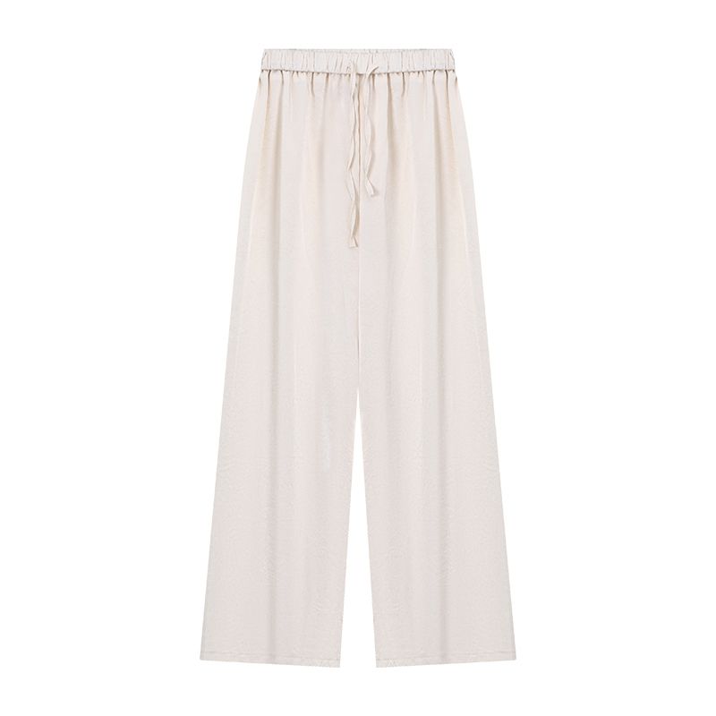 Pink Acetate Casual High Waist Mop Trousers Satin