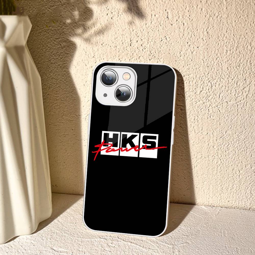 Sports Car H-HKS JDM Logo For IPhone 14 13 12 Mini 11 Pro XS Max X XR 14 Plus Tempered Glass Cover