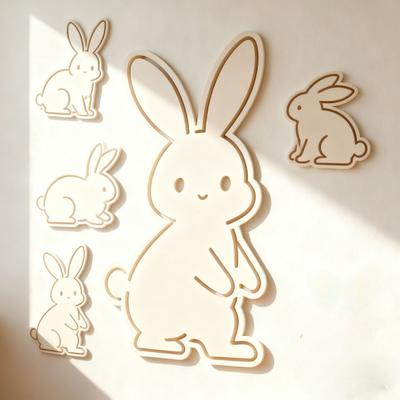 Sevimli Tavşan Duvar Çıkartması Paskalya Duvar Sticker Ahşap Tavşan Hayvan Duvar Sanatı Dekor Çocuklar İçin
