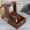 Wooden Watch Case 2 Slot Clamshell Watch Storage Box Organizer Black Walnut Color